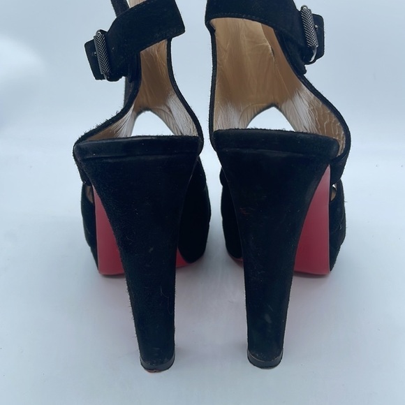 Christian Louboutin Black Suede leather Apron lili 120 heels 39.5 - Picture 5 of 10